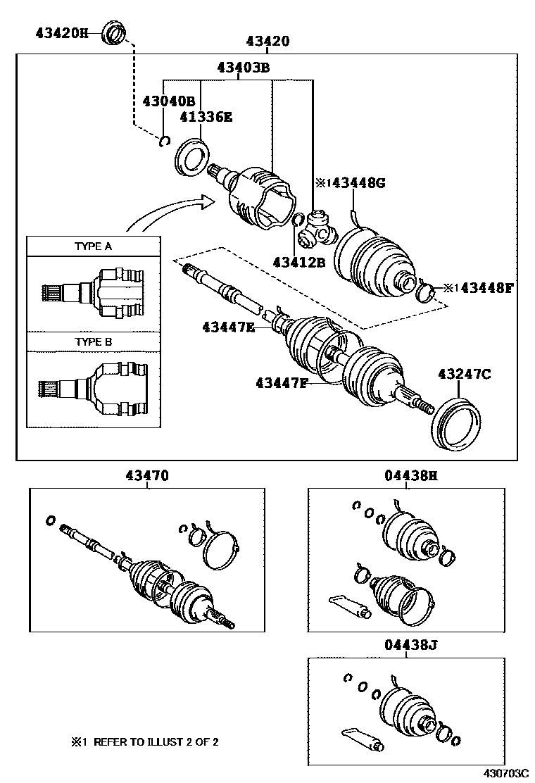 Toyota COROLLA Front Drive Shaft EPC diagram — 430703C