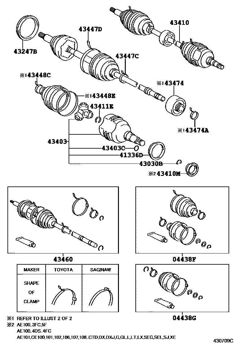 Toyota COROLLA Front Drive Shaft EPC diagram — 430709C