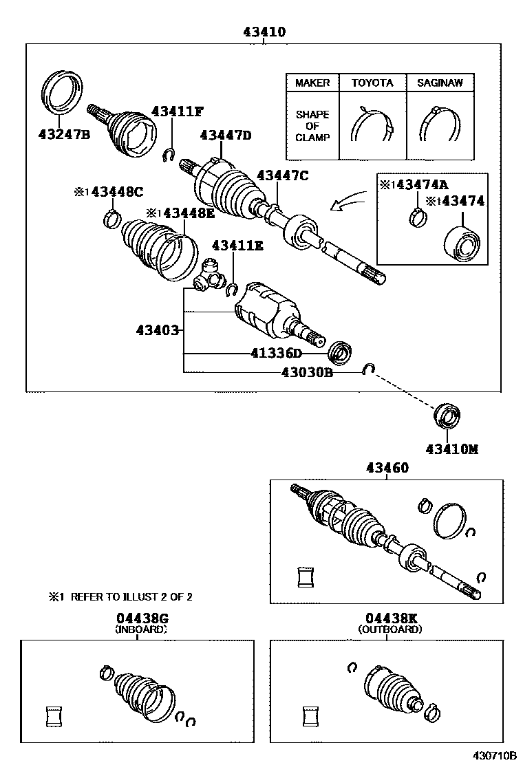 Toyota COROLLA Front Drive Shaft EPC diagram — 430710B