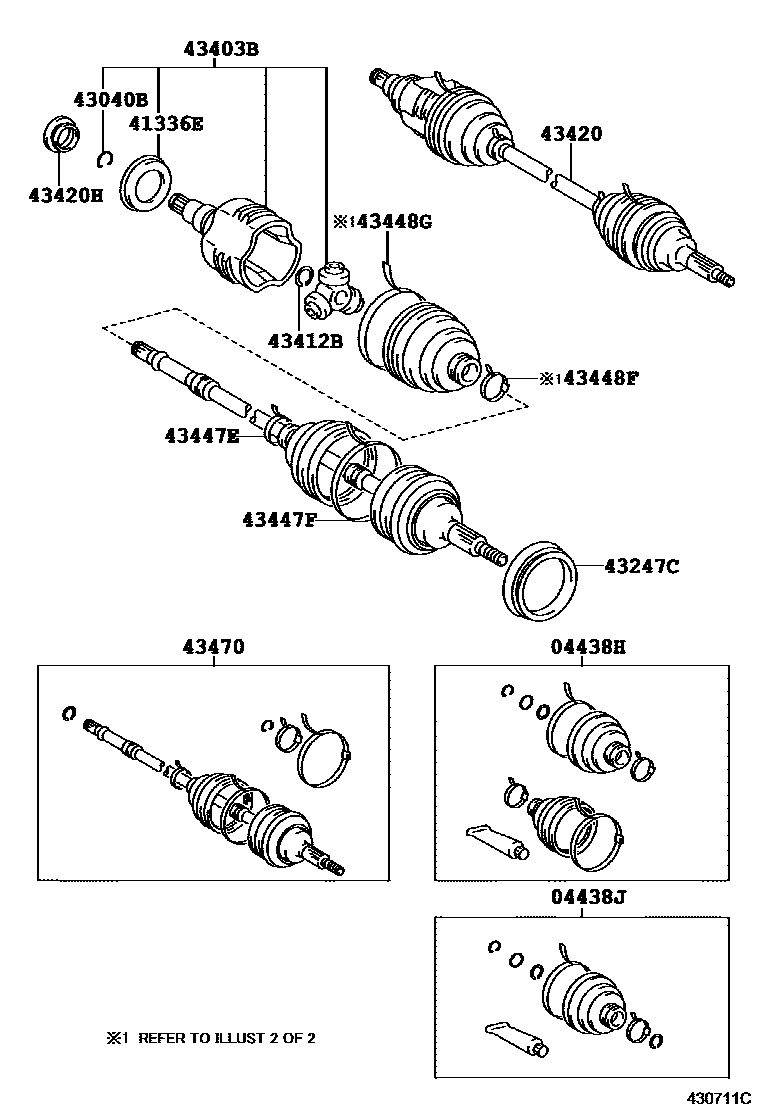 Toyota COROLLA Front Drive Shaft EPC diagram — 430711C