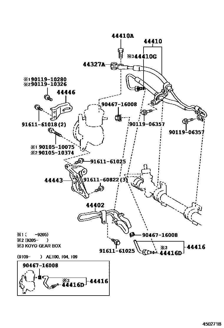 Toyota COROLLA 动力转向配管 EPC diagram — 450271B