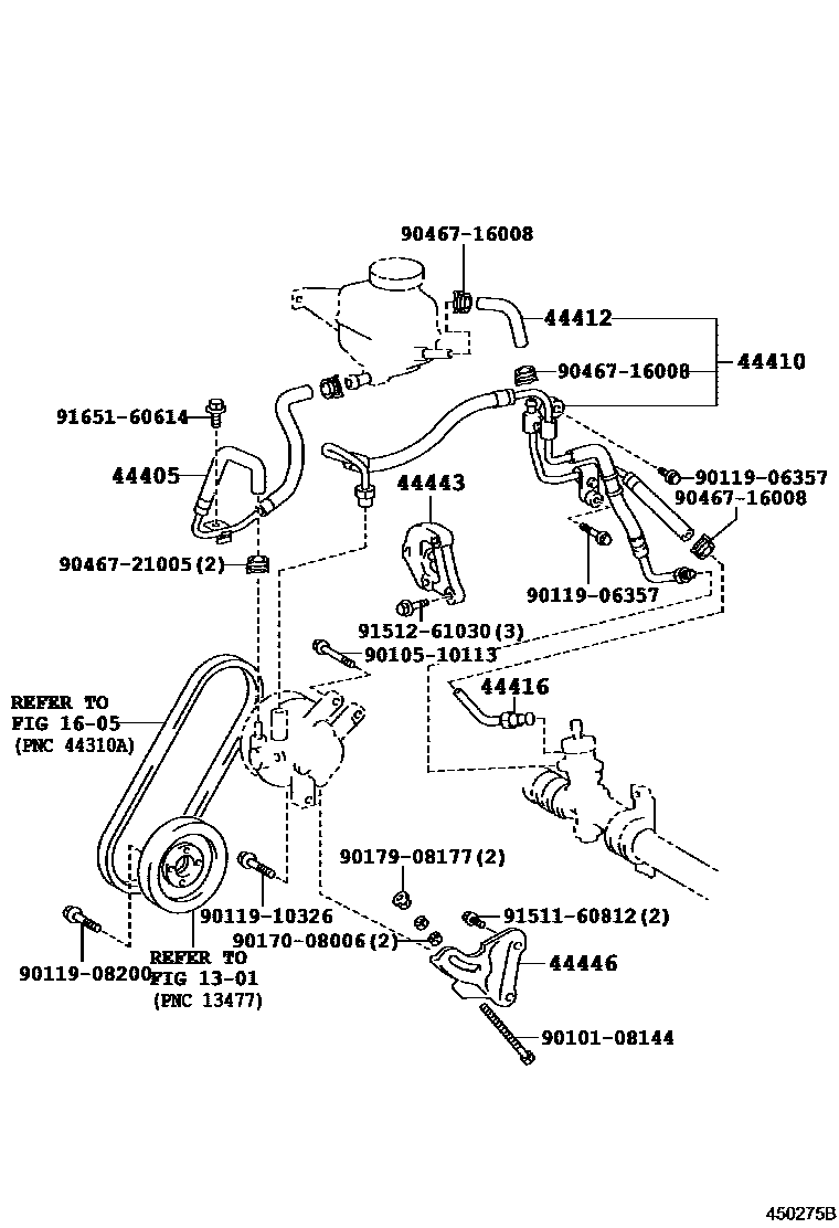 Toyota COROLLA 动力转向配管 EPC diagram — 450275B