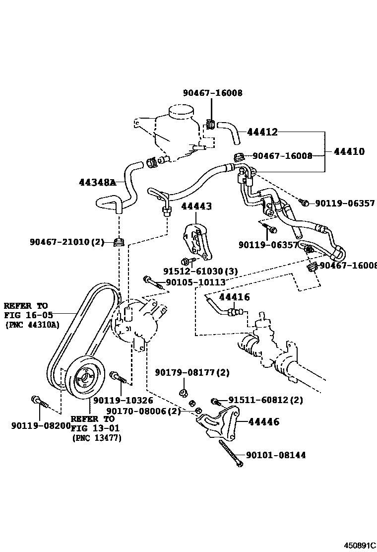 Toyota COROLLA 动力转向配管 EPC diagram — 450891C