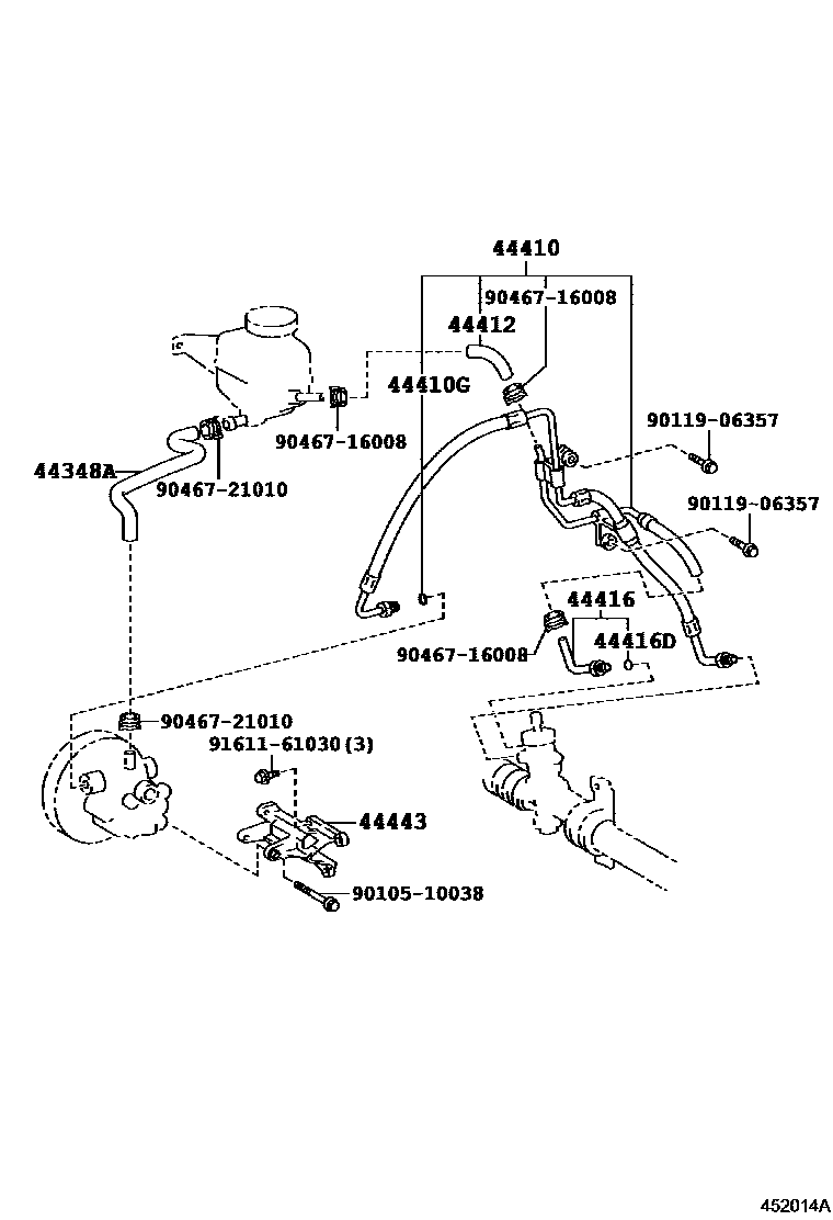 Toyota COROLLA 动力转向配管 EPC diagram — 452014A