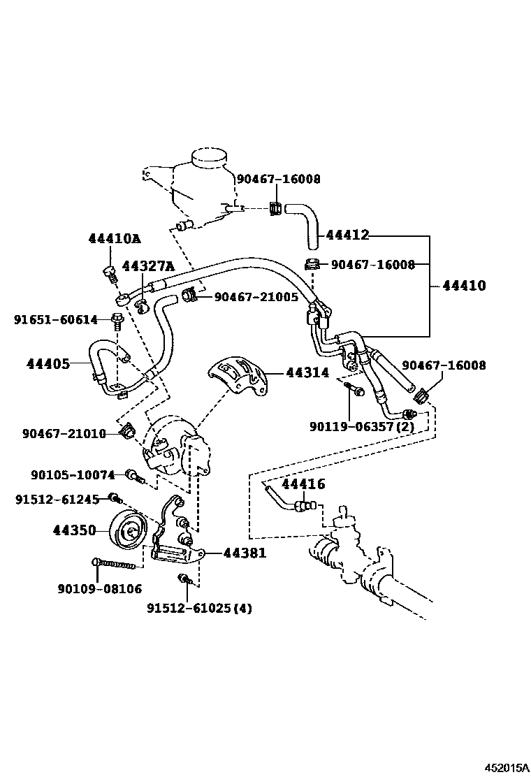 Toyota COROLLA 动力转向配管 EPC diagram — 452015A