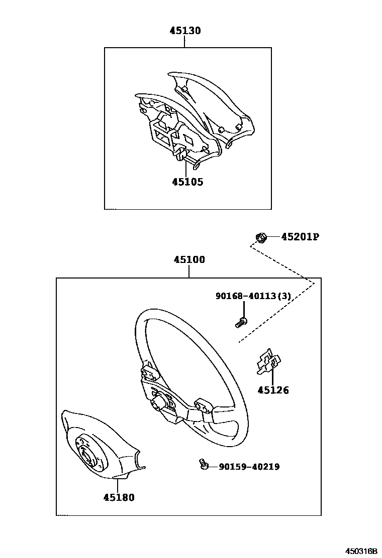 Toyota COROLLA Steering Wheel EPC diagram — 450316B