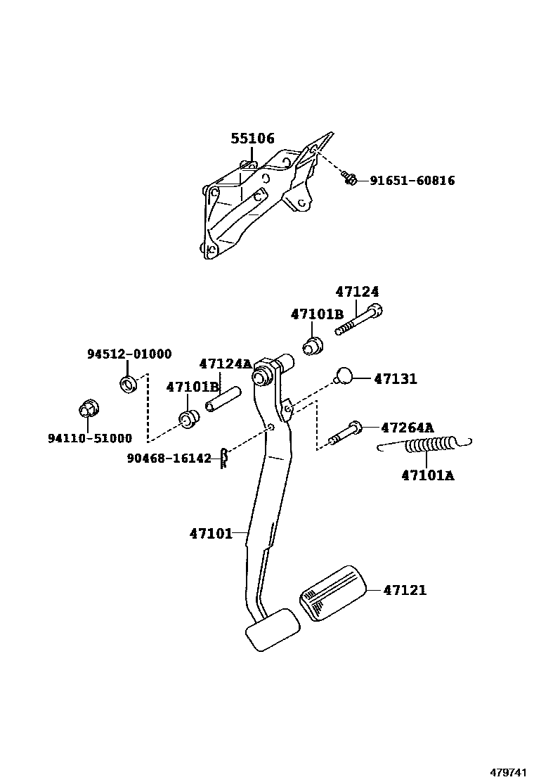 Toyota COROLLA Brake Pedal & Bracket EPC diagram — 479741