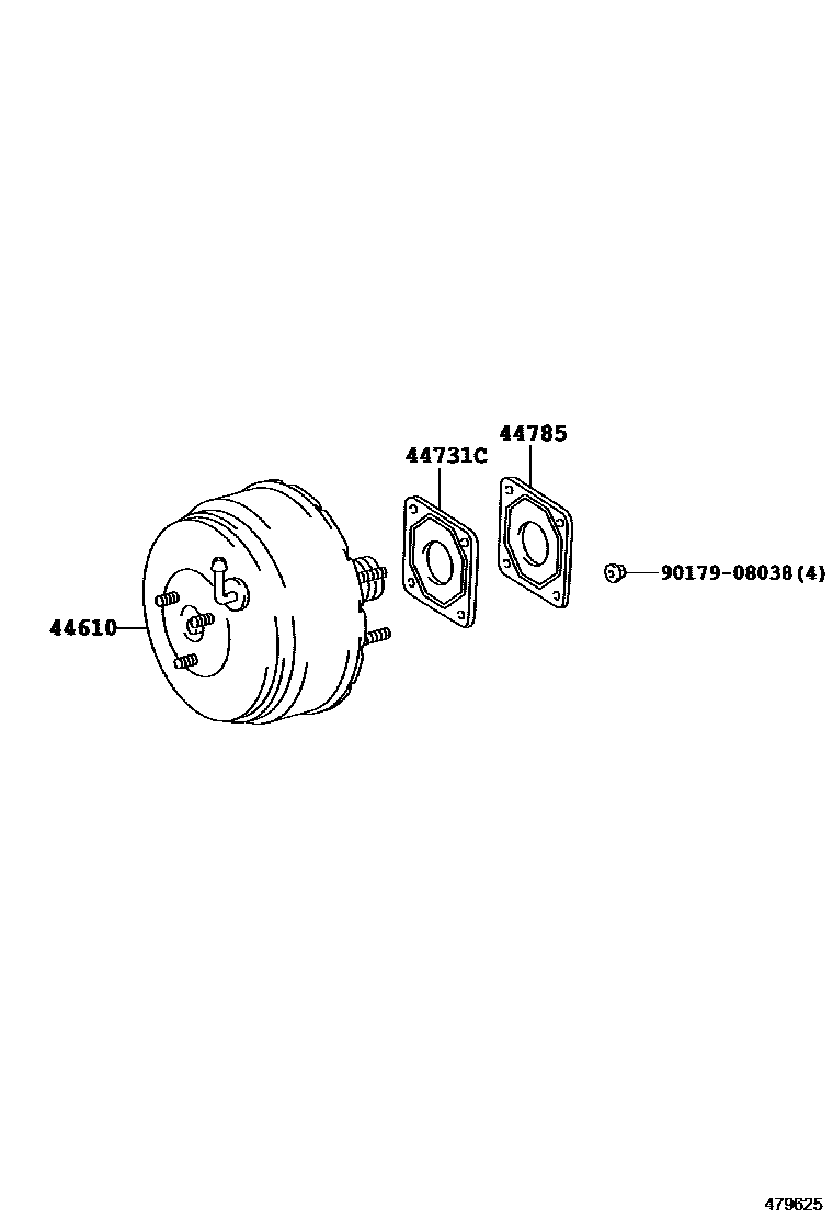 Toyota COROLLA 制动助力器和真空管 EPC diagram — 479625