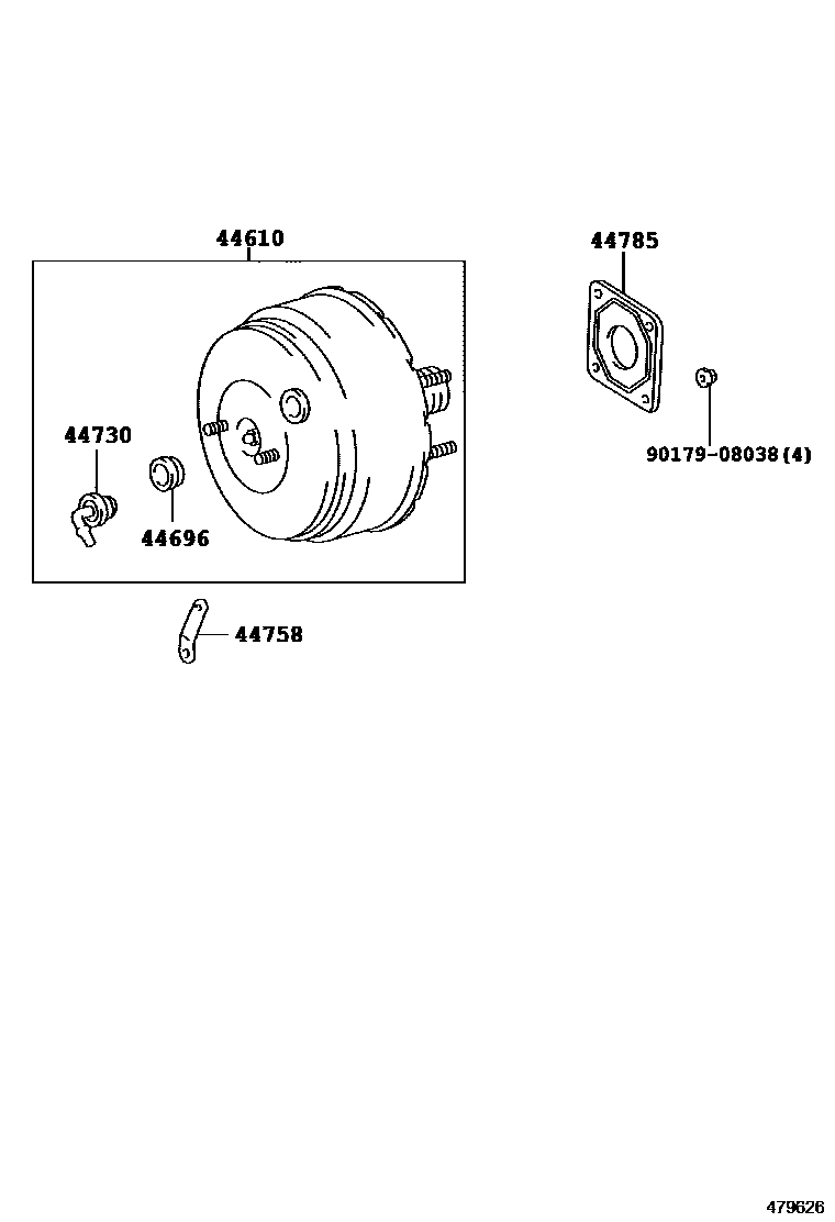 Toyota COROLLA 制动助力器和真空管 EPC diagram — 479626