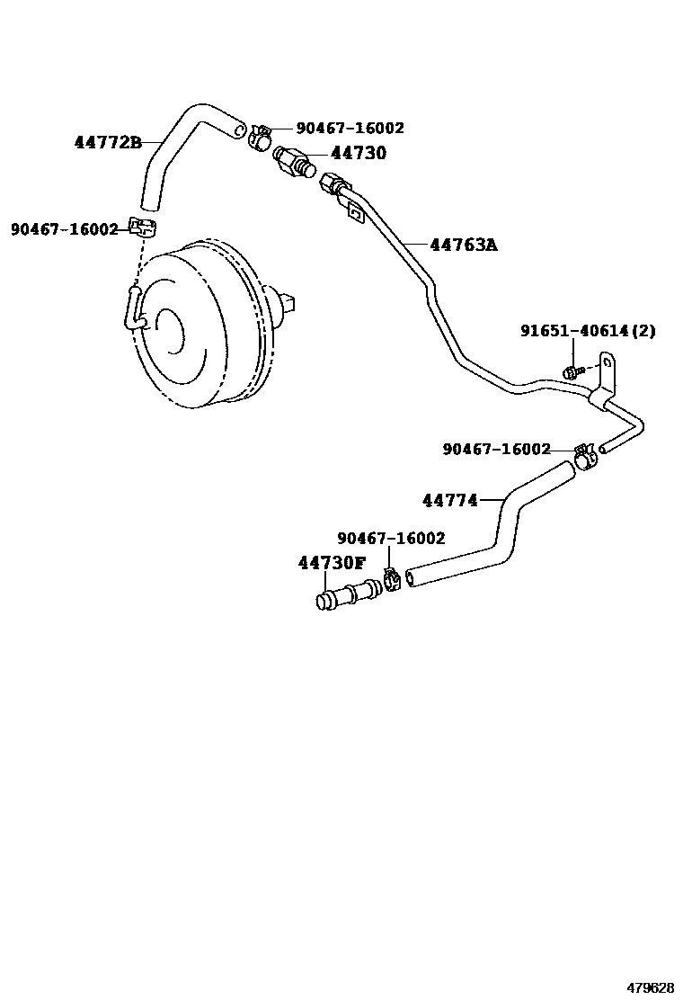 Toyota COROLLA 制动助力器和真空管 EPC diagram — 479628