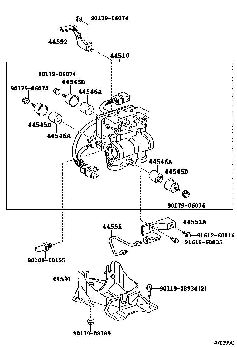 Toyota COROLLA 制动配管和卡箍 EPC diagram — 470399C