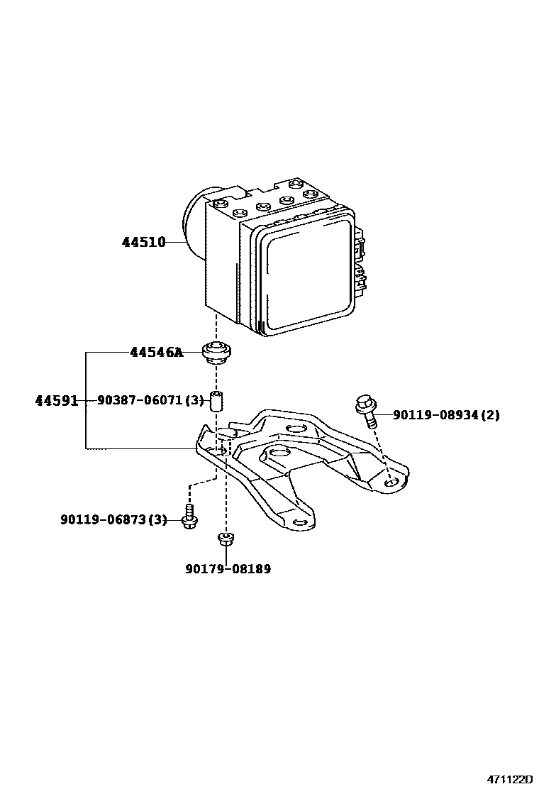 Toyota COROLLA 制动配管和卡箍 EPC diagram — 471122D