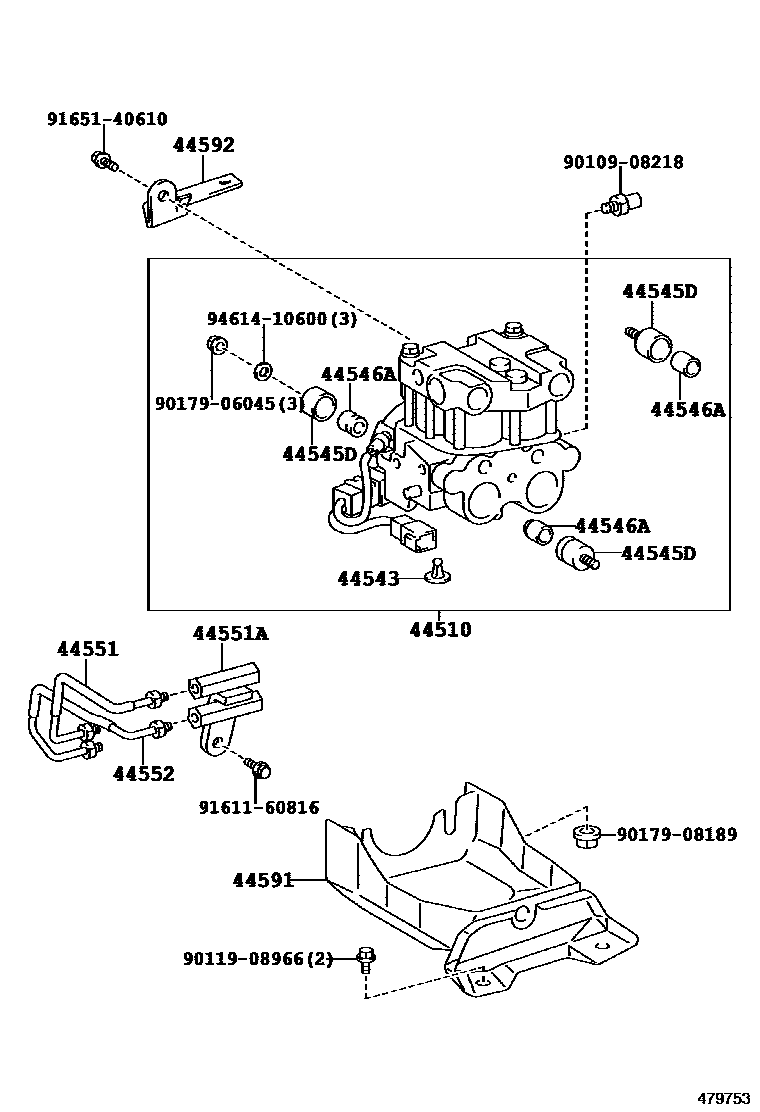 Toyota COROLLA 制动配管和卡箍 EPC diagram — 479753