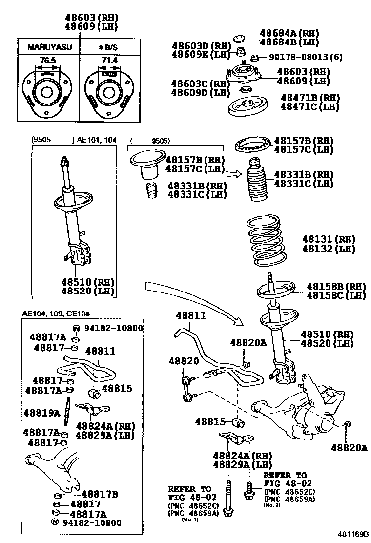 Toyota COROLLA Front Spring & Shock Absorber EPC diagram — 481169B