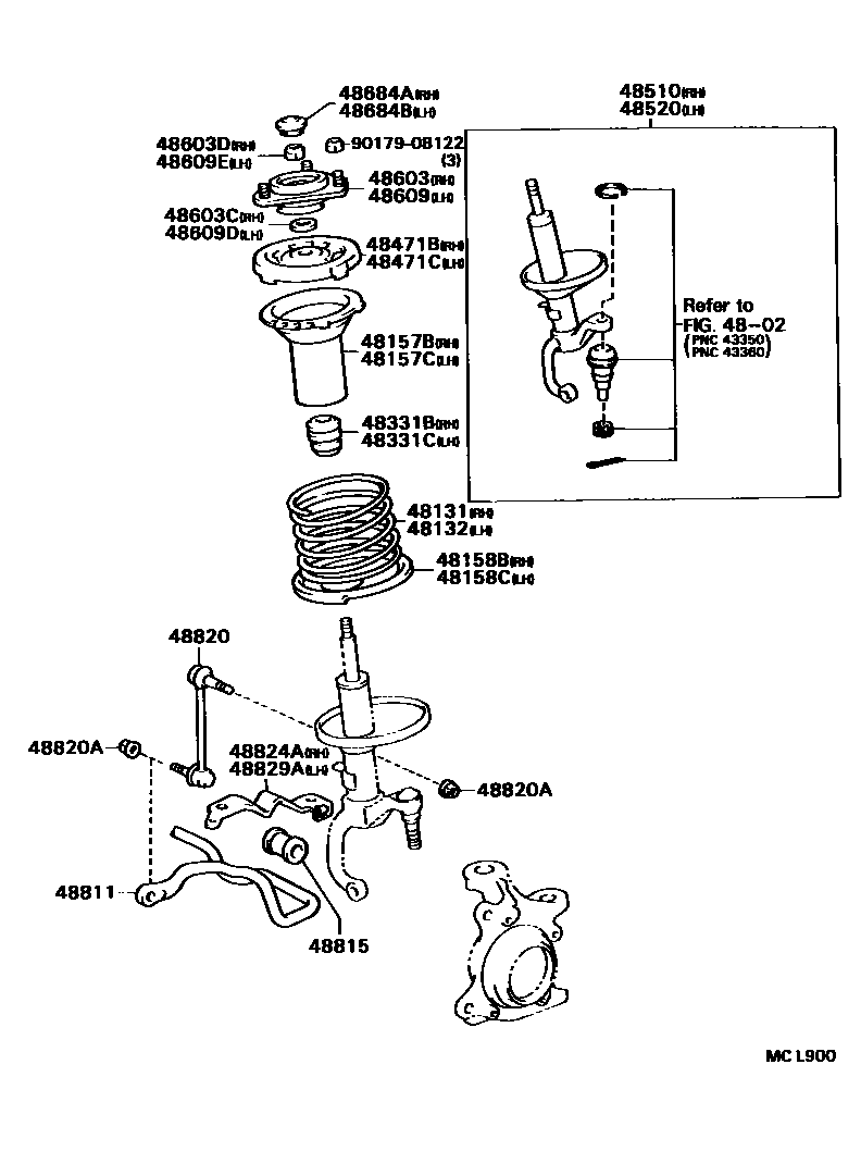 Toyota COROLLA Front Spring & Shock Absorber EPC diagram — MCL900