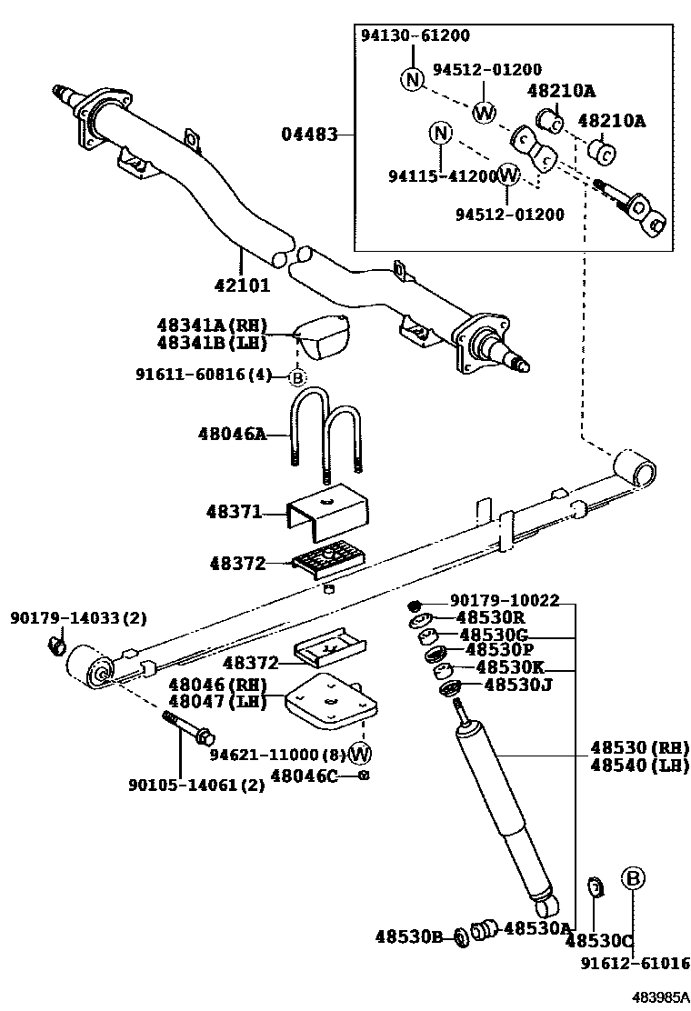 Toyota COROLLA Rear Spring & Shock Absorber EPC diagram — 483985A