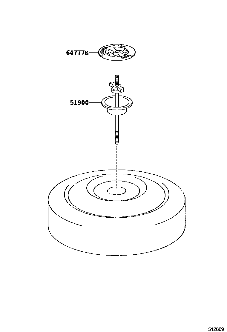 Toyota COROLLA Spare tire rack EPC diagram — 512809
