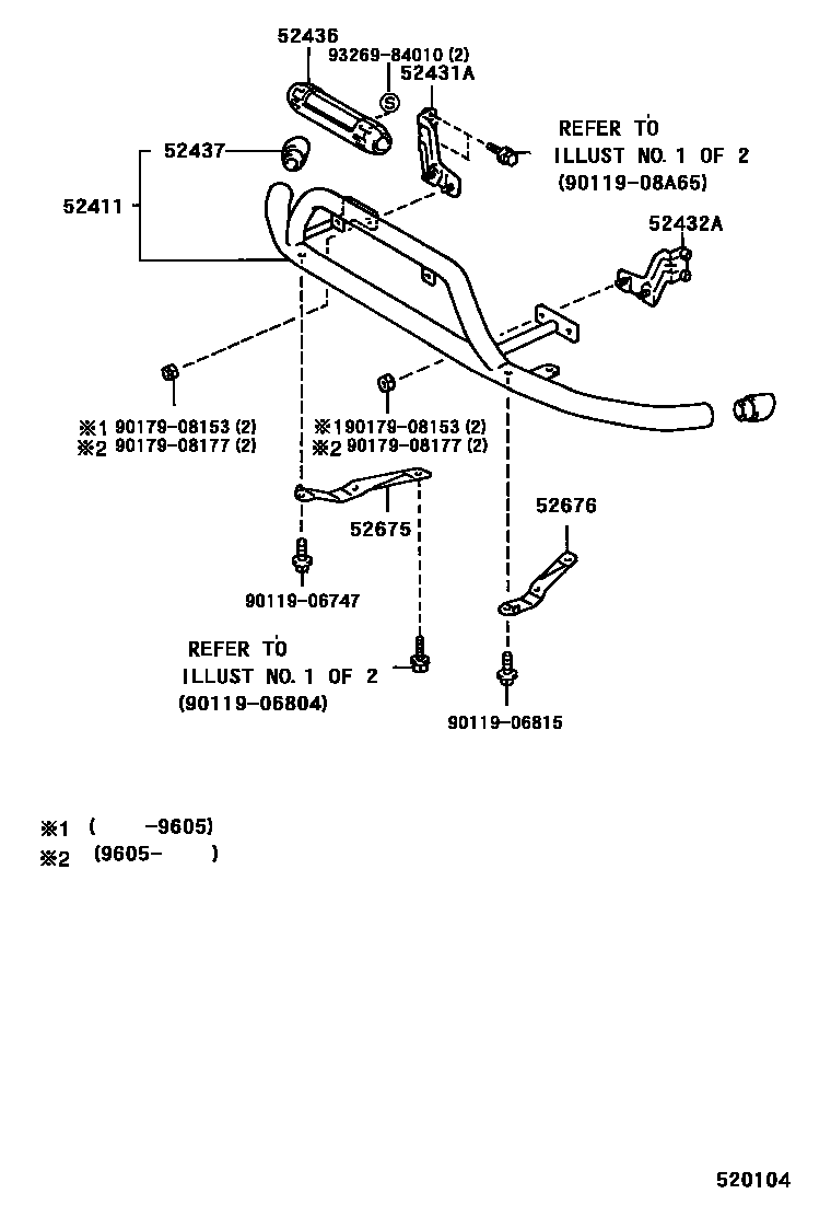 Toyota COROLLA 前保险杠及附件 EPC diagram — 520104