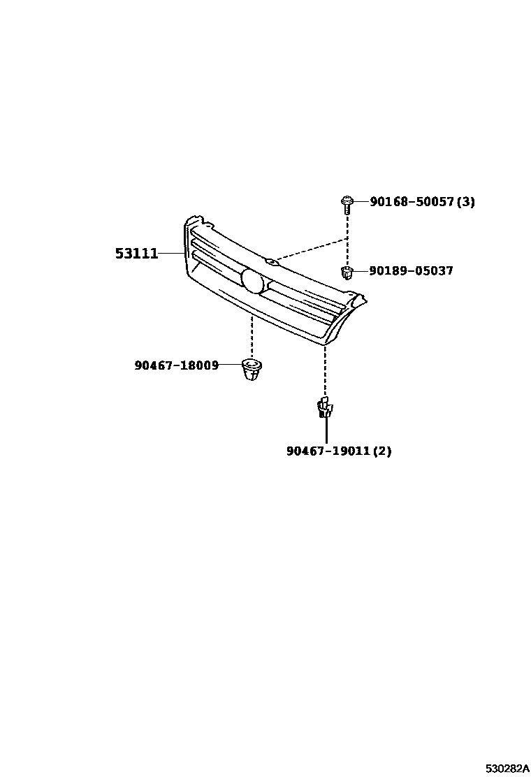 Toyota COROLLA radiator grille EPC diagram — 530282A