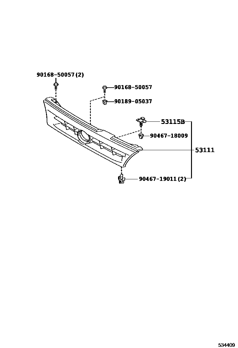 Toyota COROLLA radiator grille EPC diagram — 534409