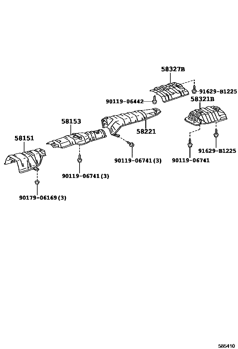 Toyota COROLLA 地板隔热垫 EPC diagram — 585410