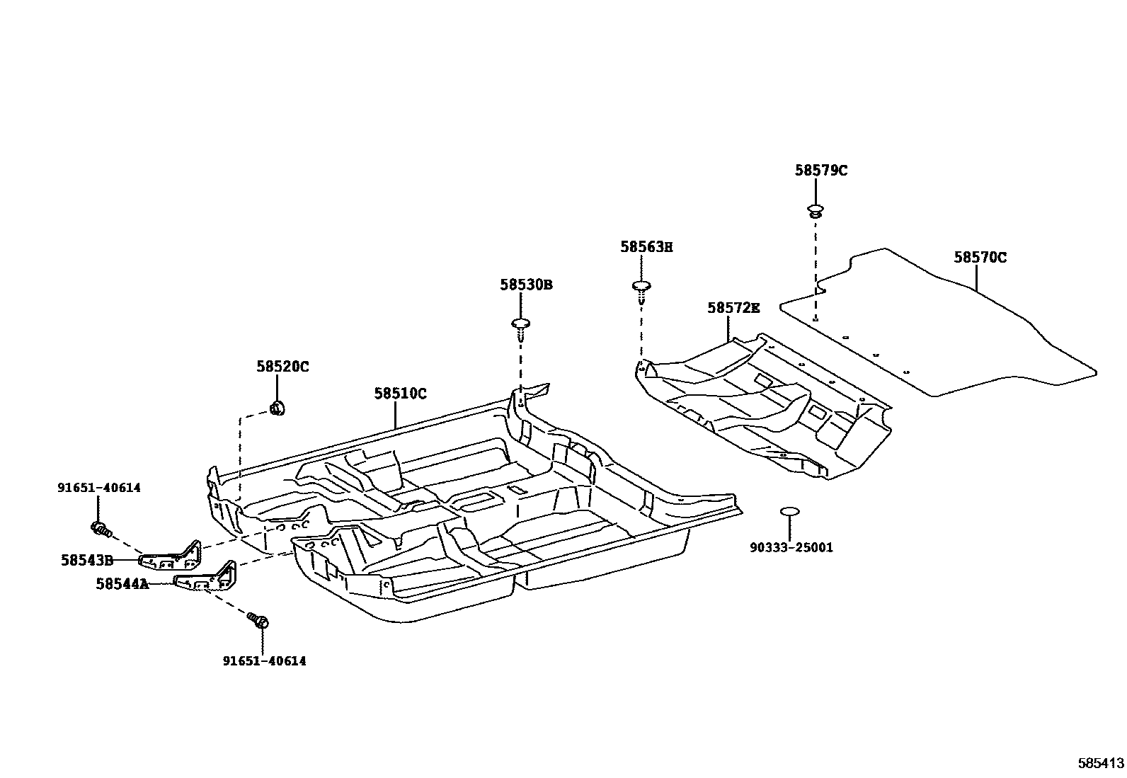Toyota COROLLA 地板垫和地毯 EPC diagram — 585413