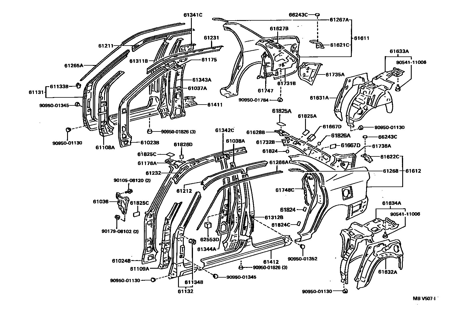 Toyota COROLLA 侧梁 EPC diagram — MBV507I