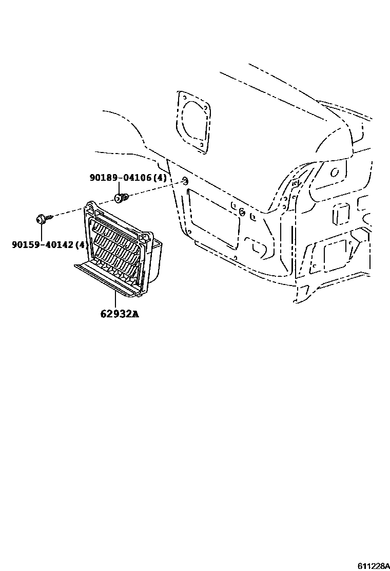 Toyota COROLLA 车侧通风装置 EPC diagram — 611228A