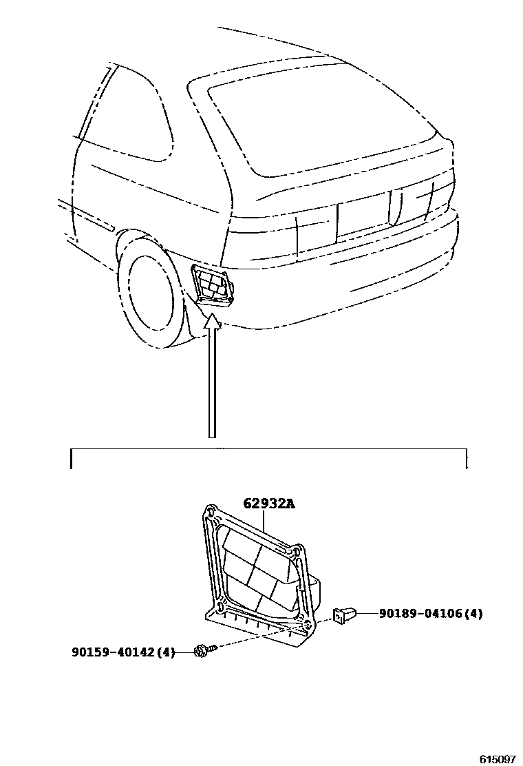 Toyota COROLLA 车侧通风装置 EPC diagram — 615097