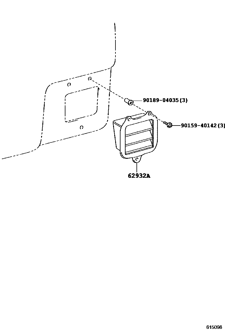 Toyota COROLLA 车侧通风装置 EPC diagram — 615098