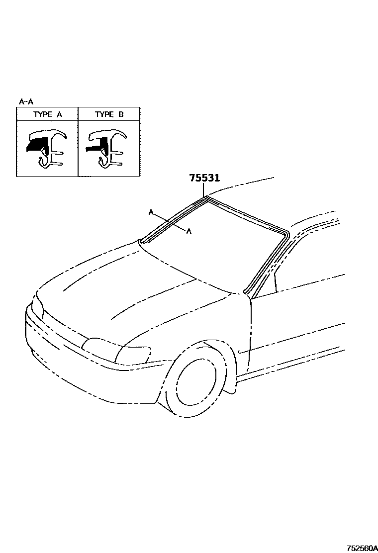 Toyota COROLLA 前防护条 EPC diagram — 752560A