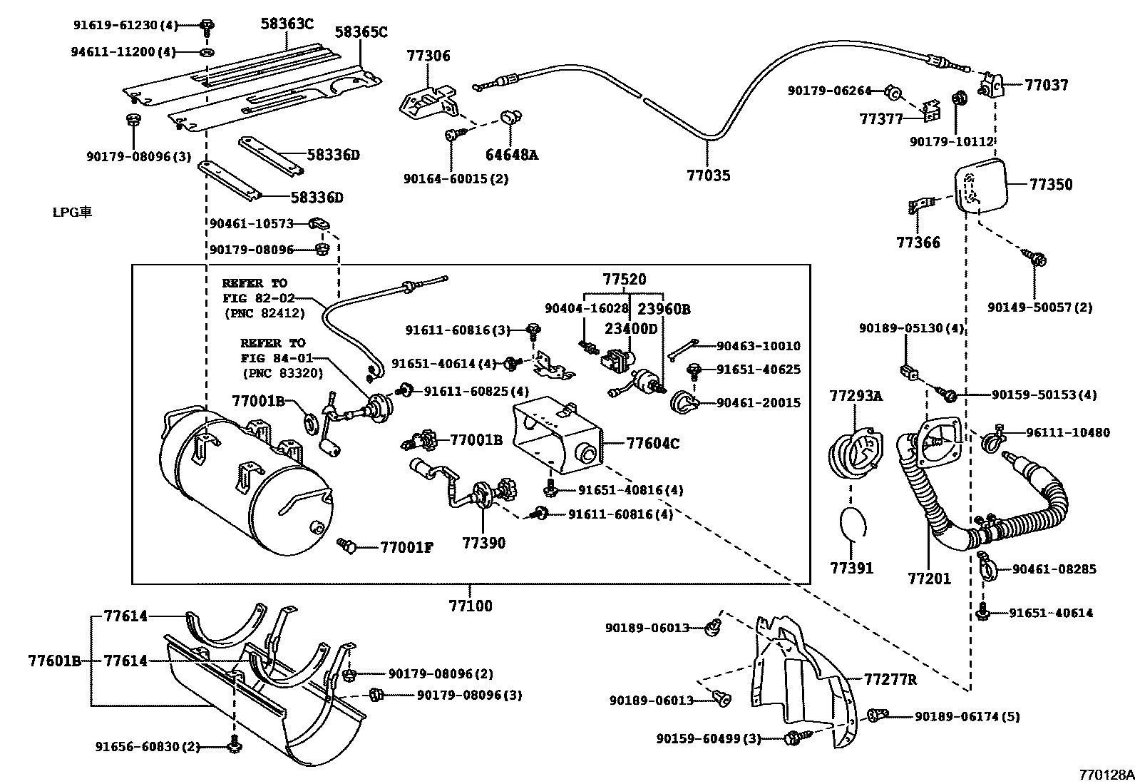 Toyota COROLLA 燃油箱和燃油管 EPC diagram — 770128A