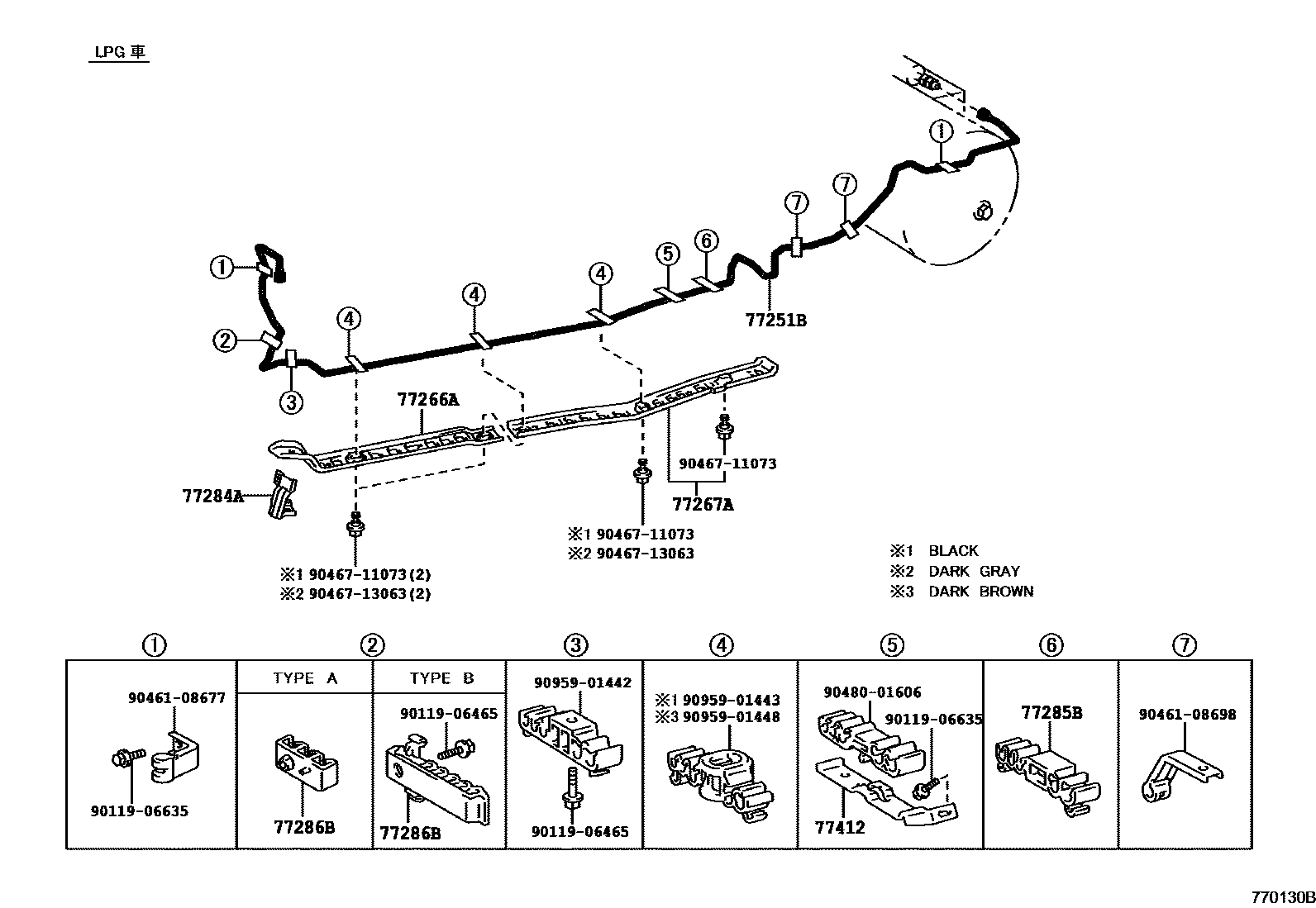 Toyota COROLLA 燃油箱和燃油管 EPC diagram — 770130B