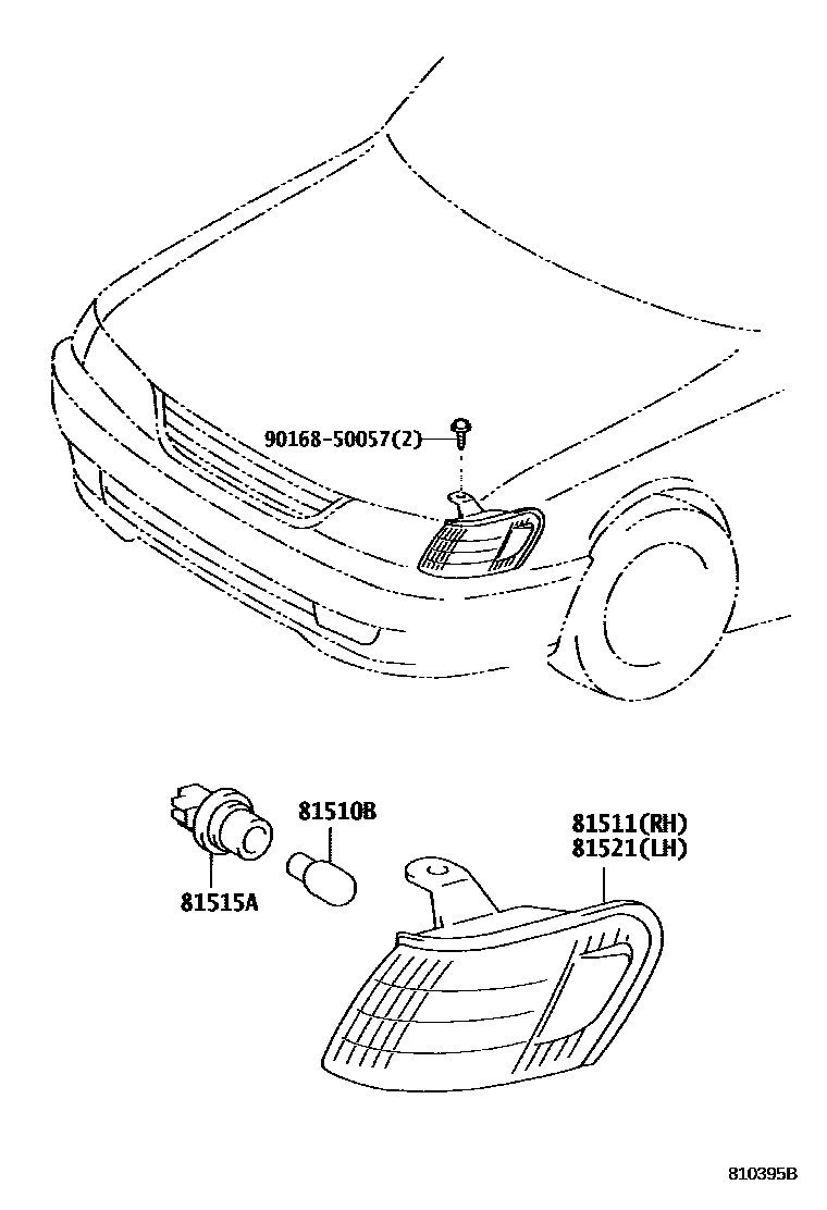 Toyota COROLLA 前转向灯 EPC diagram — 810395B