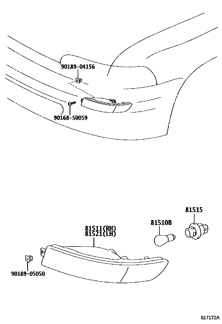 Toyota COROLLA 前转向灯 EPC diagram — 817172A