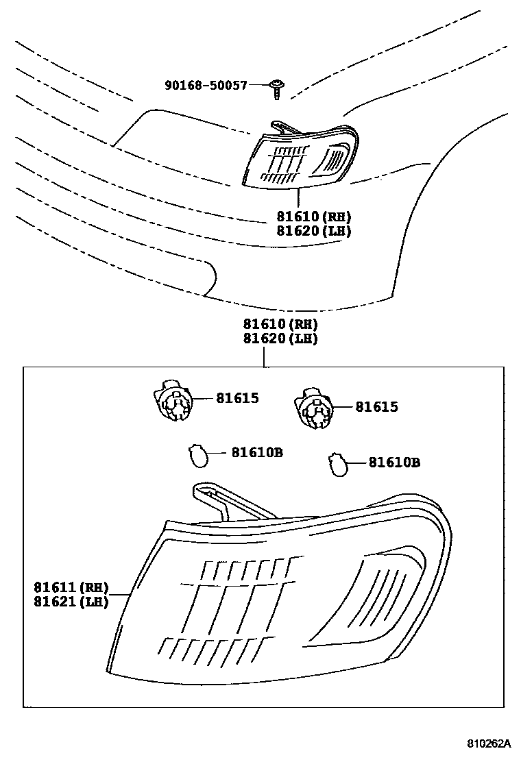 Toyota COROLLA 前示宽灯 EPC diagram — 810262A