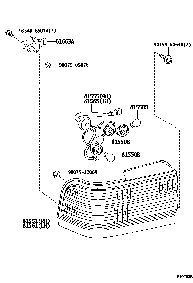 Toyota COROLLA 后组合灯 EPC diagram — 810263B