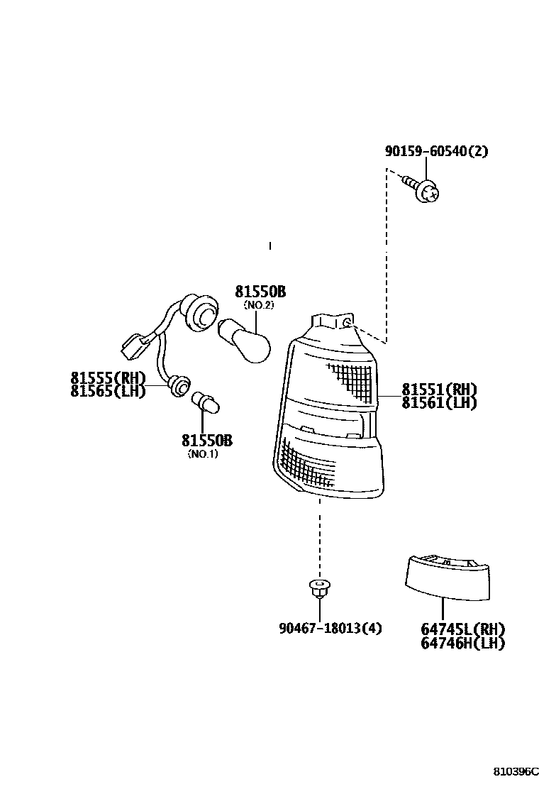 Toyota COROLLA 后组合灯 EPC diagram — 810396C
