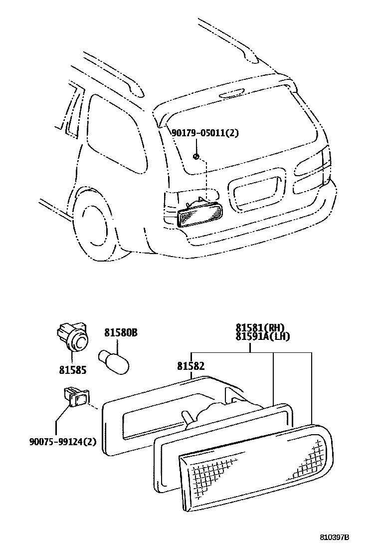 Toyota COROLLA 后组合灯 EPC diagram — 810397B