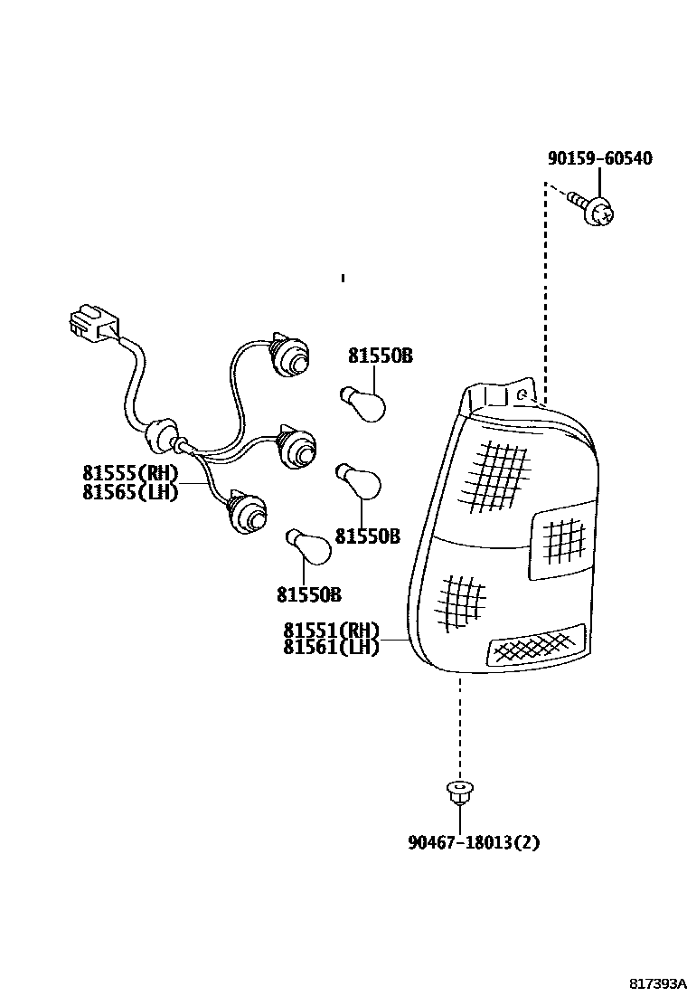 Toyota COROLLA 后组合灯 EPC diagram — 817393A