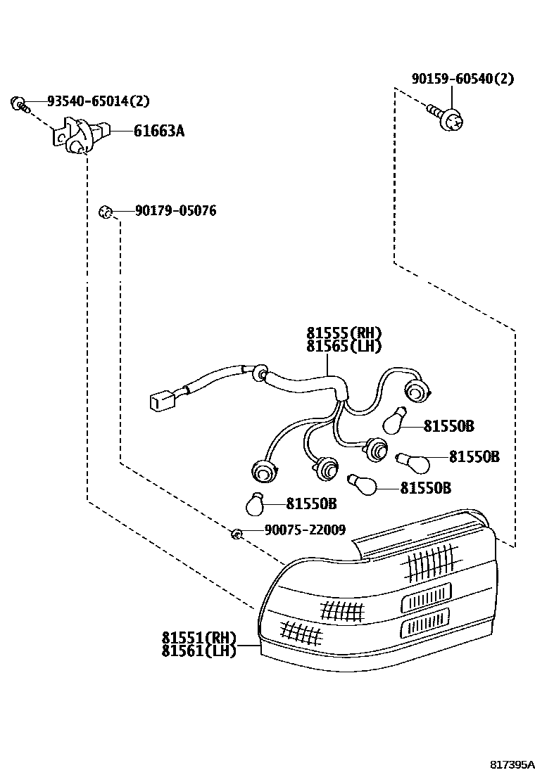 Toyota COROLLA 后组合灯 EPC diagram — 817395A