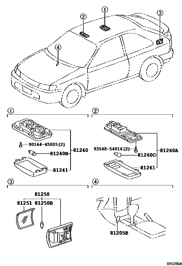 Toyota COROLLA 车内灯 EPC diagram — 810280A