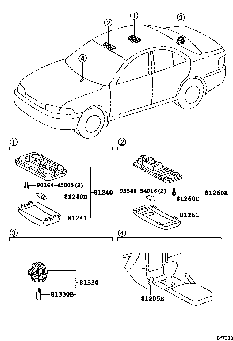 Toyota COROLLA 车内灯 EPC diagram — 817323