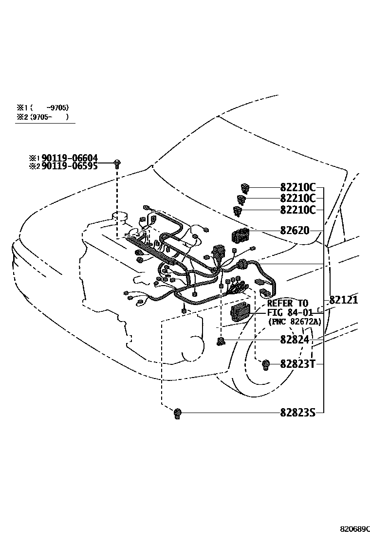 Toyota COROLLA 线束和卡夹 EPC diagram — 820689C