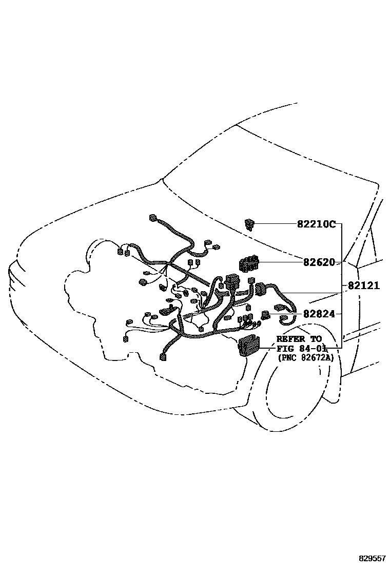 Toyota COROLLA 线束和卡夹 EPC diagram — 829557