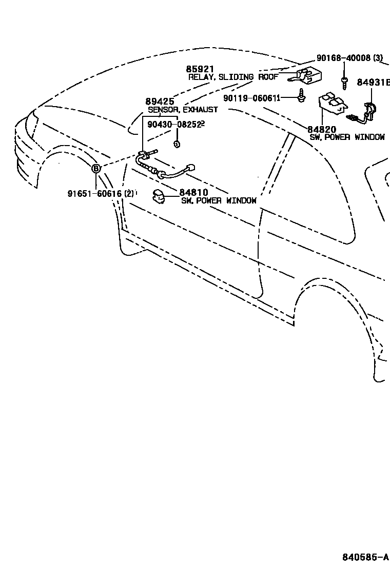Toyota COROLLA 开关和继电器和ECU EPC diagram — 840585A