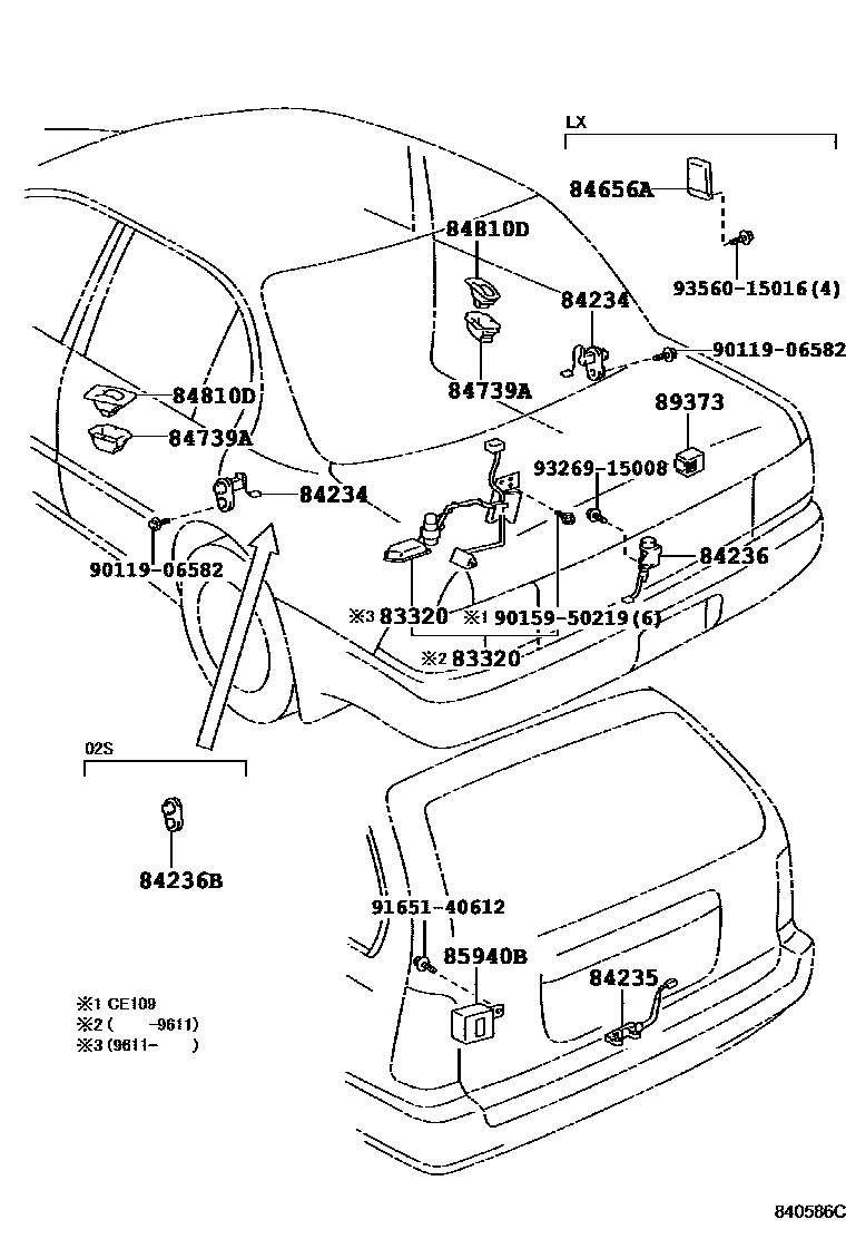 Toyota COROLLA 开关和继电器和ECU EPC diagram — 840586C