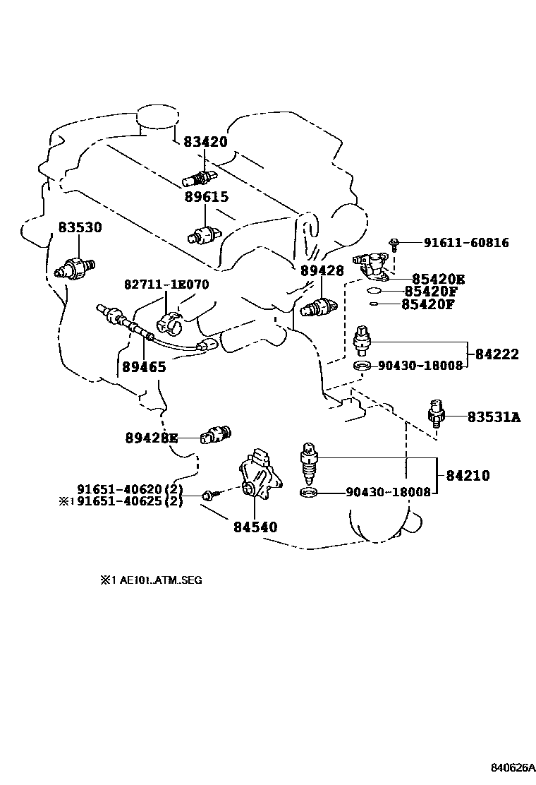 Toyota COROLLA 开关和继电器和ECU EPC diagram — 840626A