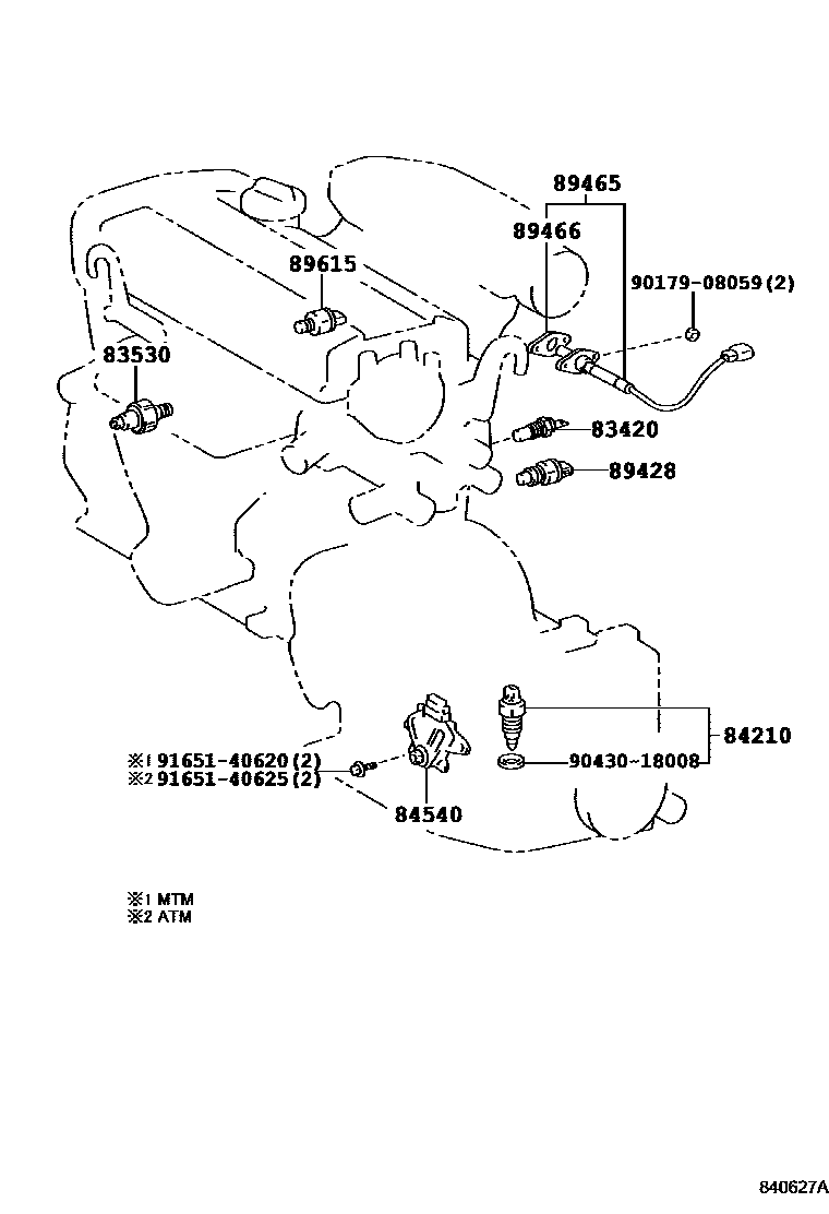 Toyota COROLLA 开关和继电器和ECU EPC diagram — 840627A