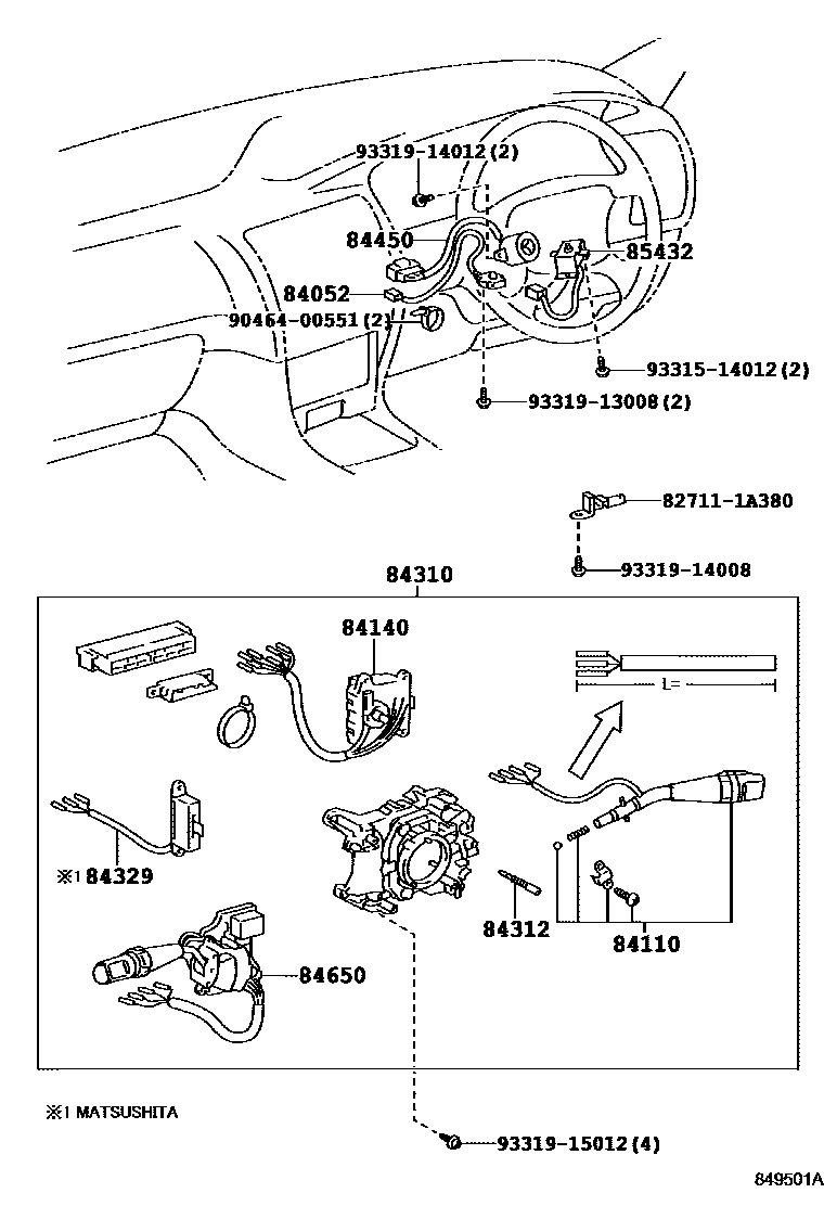 Toyota COROLLA 开关和继电器和ECU EPC diagram — 849501A